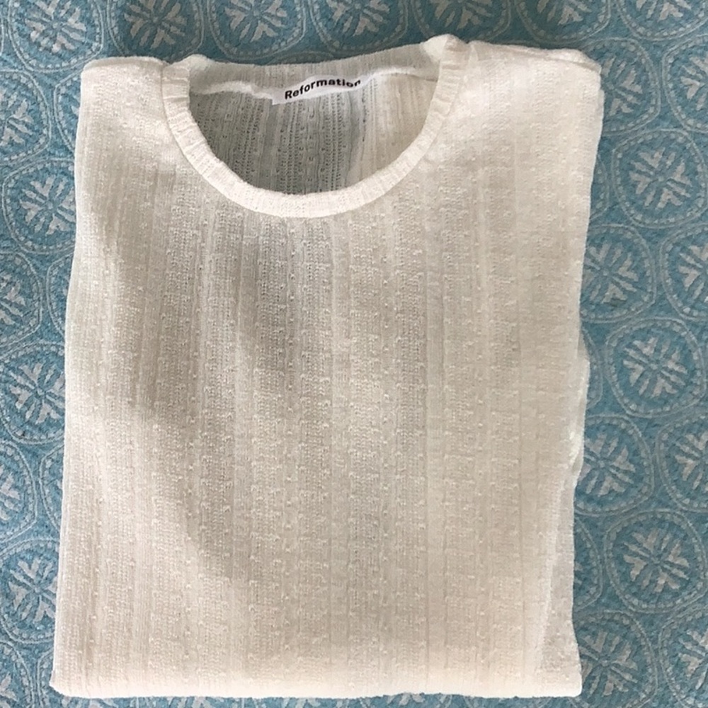 Reformation Cream Ribbed Long-Sleeve Top - Picture 7 of 7